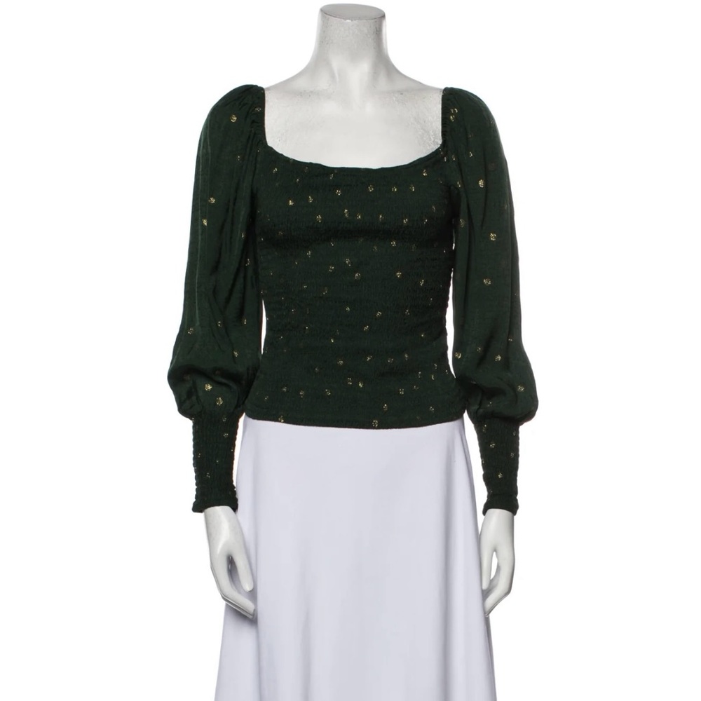 Cupcakes & Cashmere Dark Green Textured Blouse